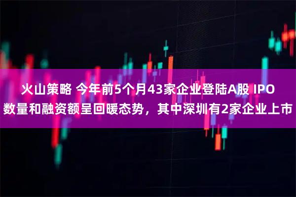 火山策略 今年前5个月43家企业登陆A股 IPO数量和融资额呈回暖态势，其中深圳有2家企业上市